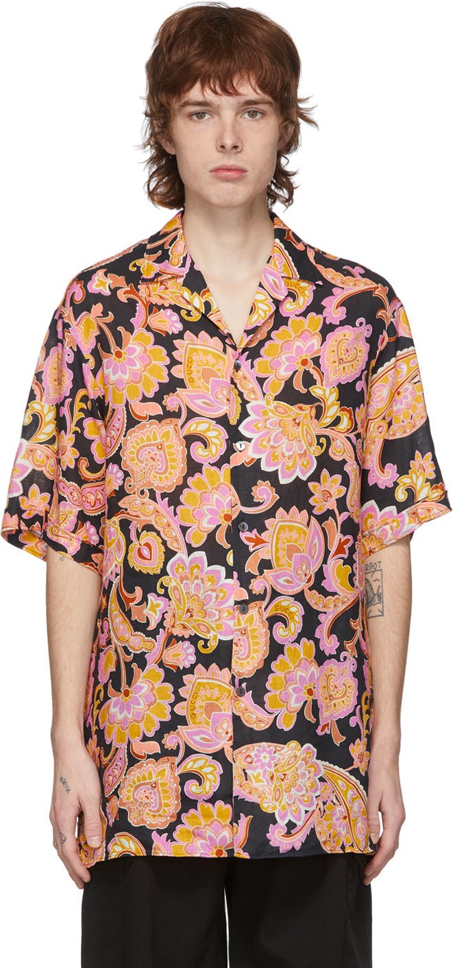 Gucci Black Printed Short Sleeve Shirt