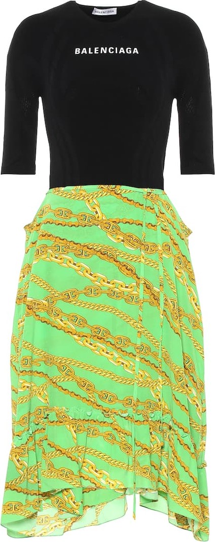 Balenciaga Jersey and silk crêpe midi dress
