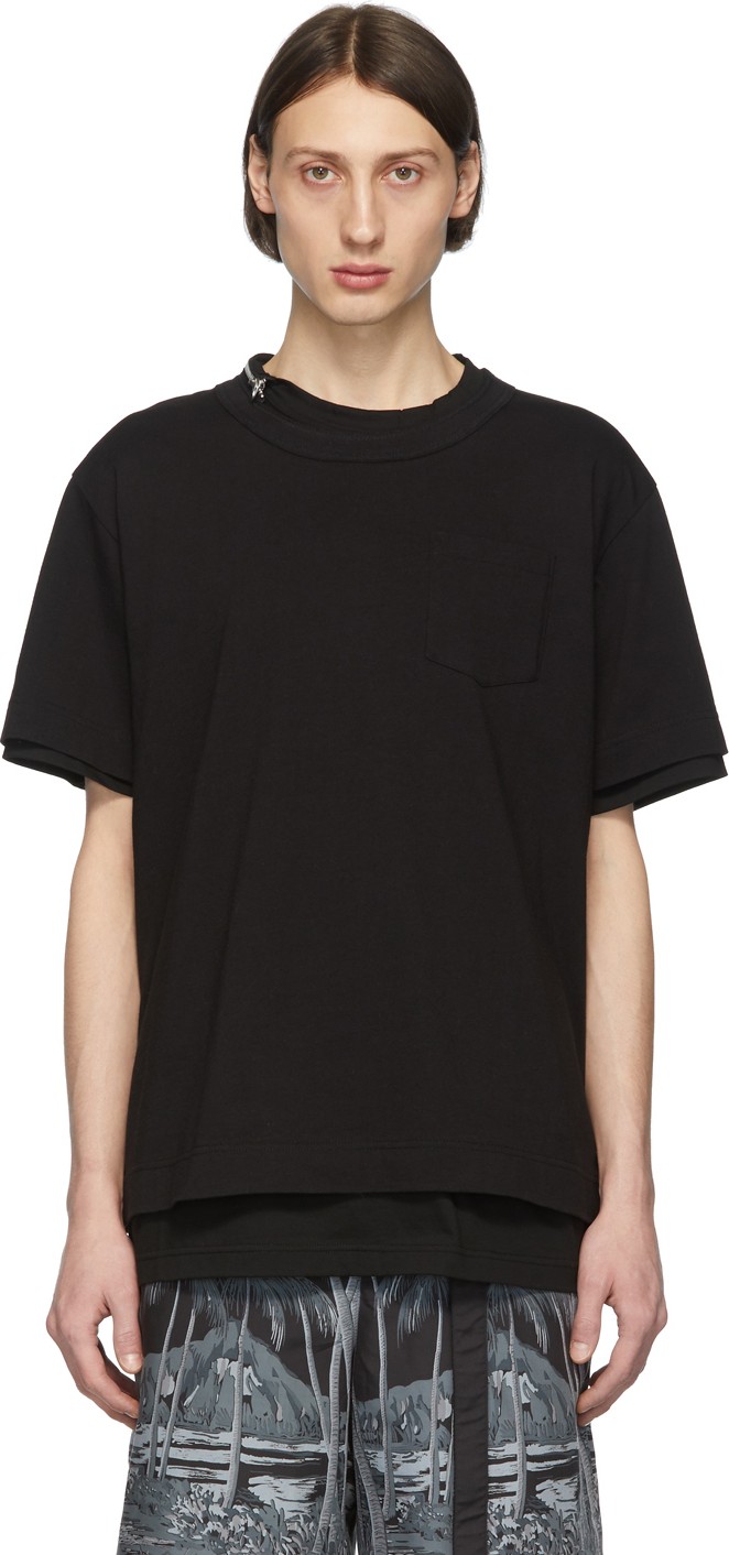 Sacai Black Cotton T-Shirt Sacai Black Cotton T-Shirt