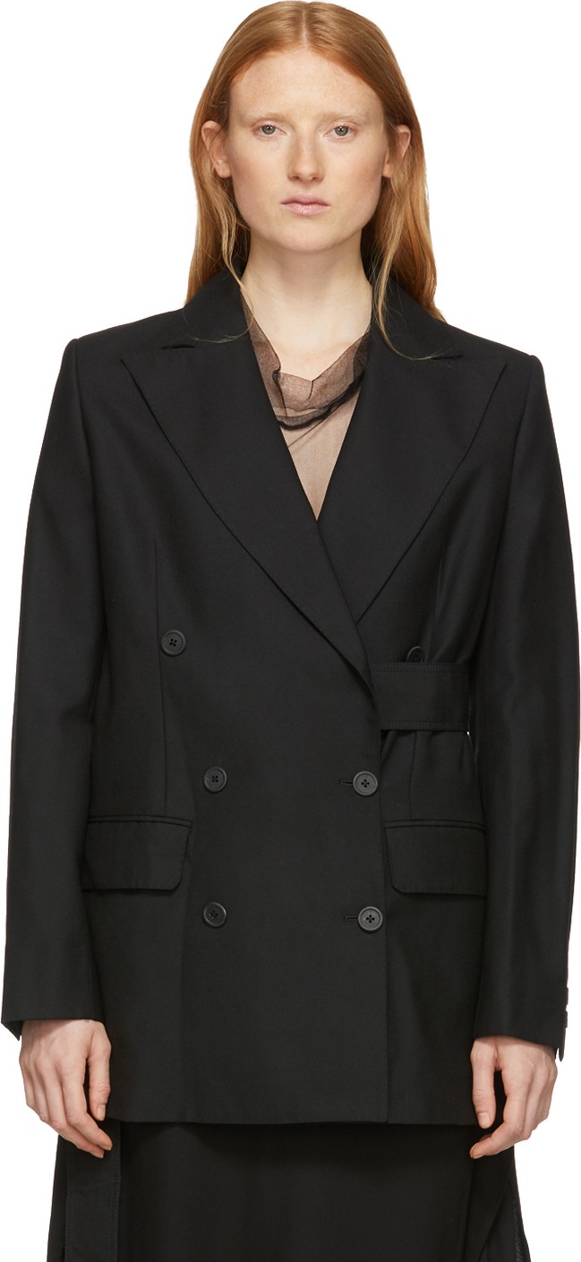 Ann Demeulemeester Black Side-Belt Blazer