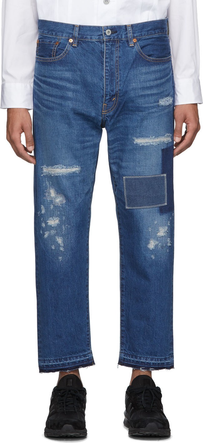 Junya Watanabe Indigo Garment-Treated Patch Jeans