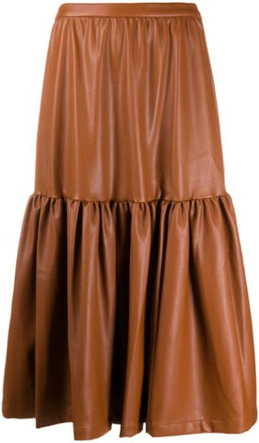 Staud - Leather-effect midi skirt 