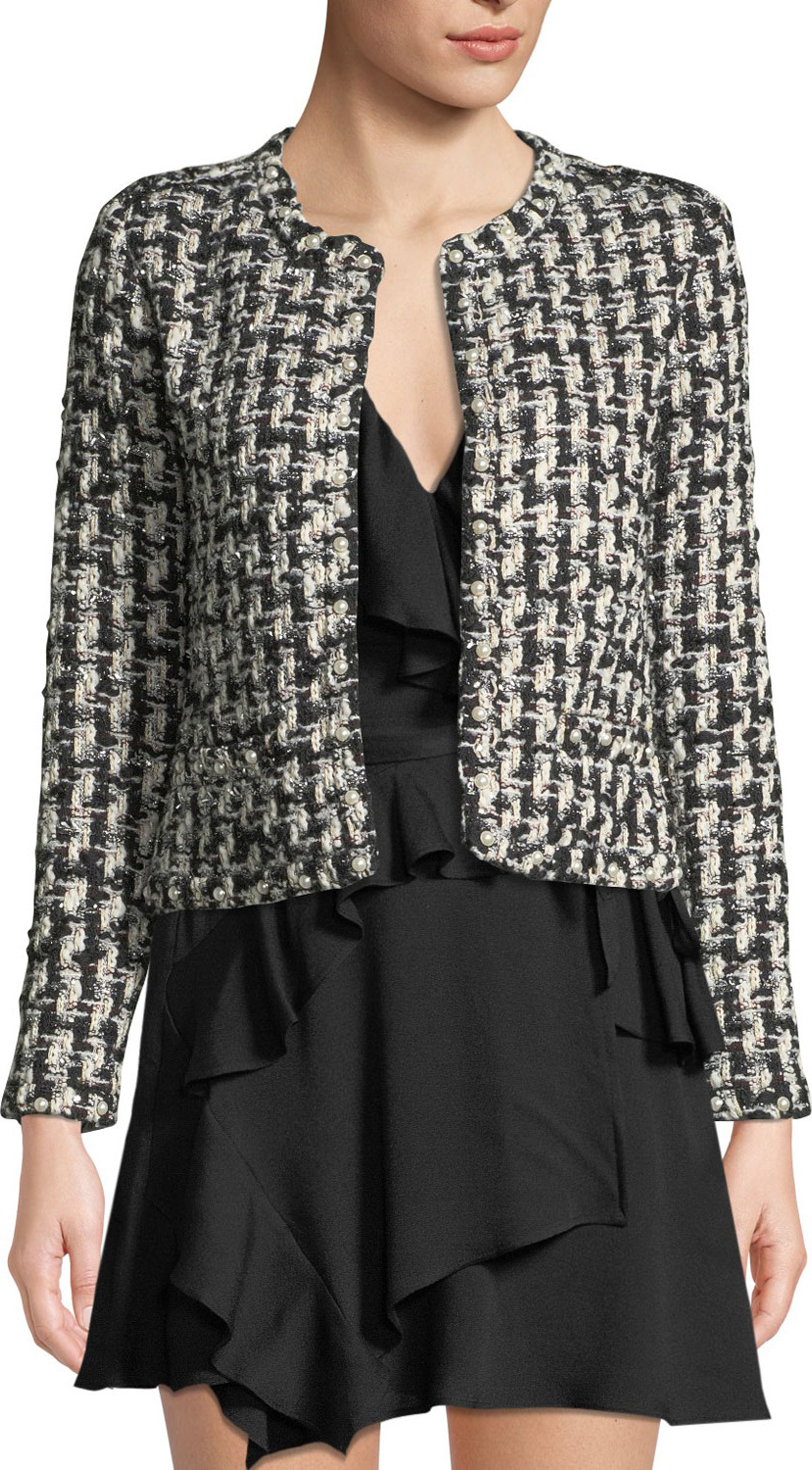 IRO Gonna Pearl-Embellished Cropped Tweed Jacket