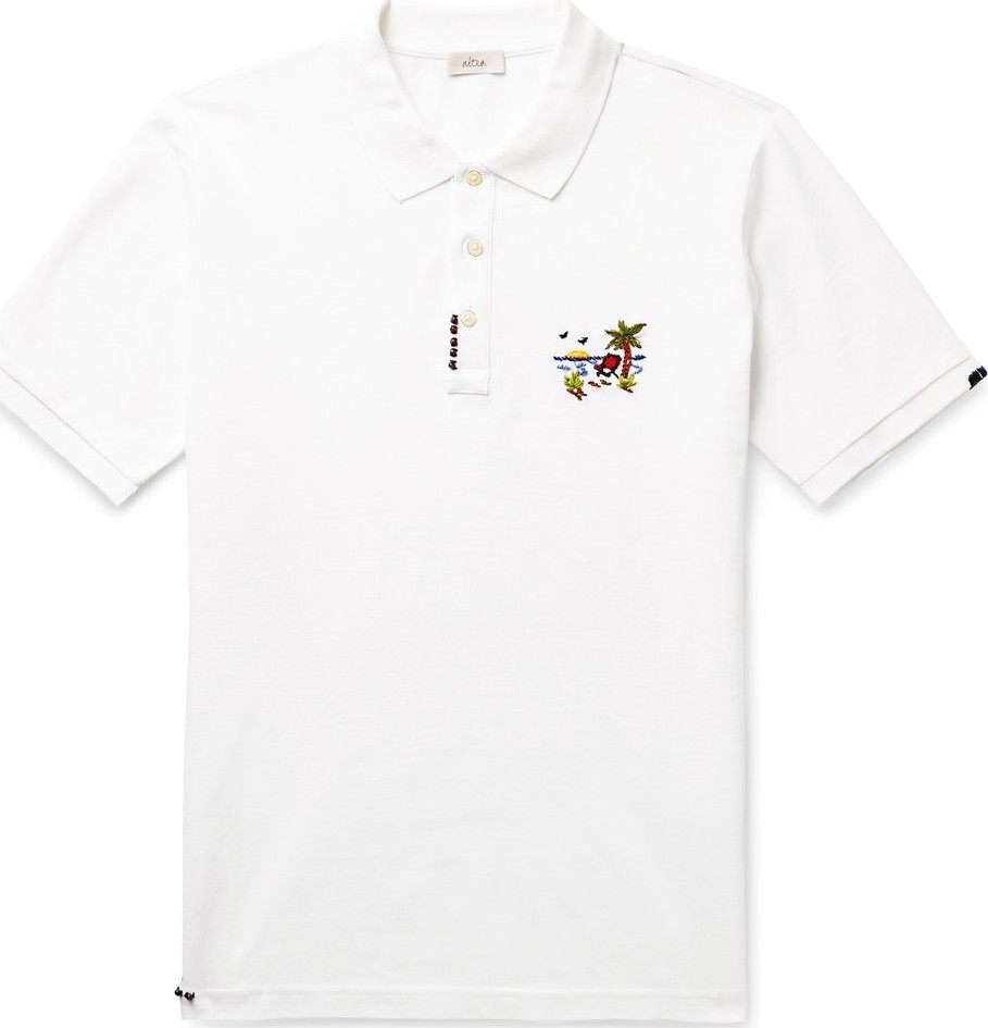 Altea Embellished Embroidered Cotton-Piqué Polo Shirt