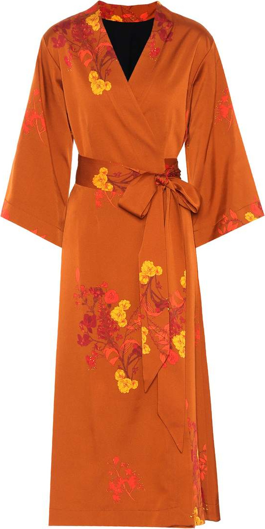 Ellery Bishop floral satin wrap dress