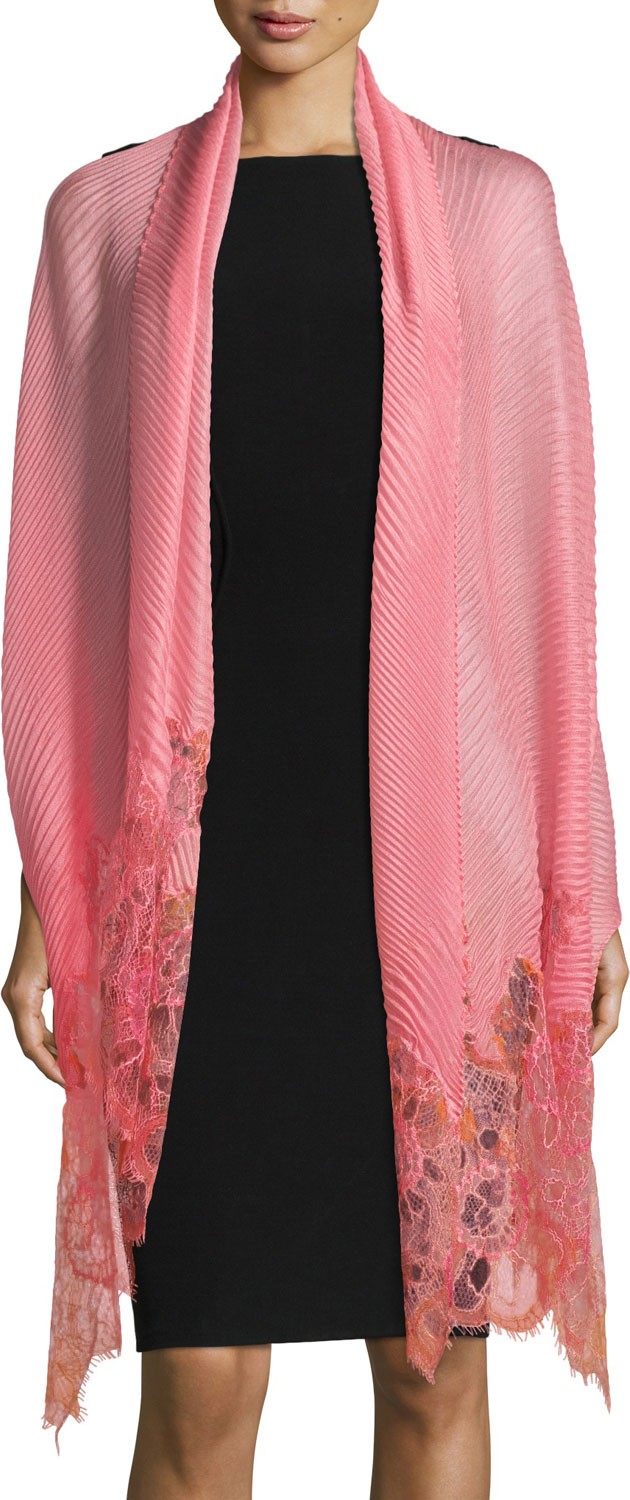 Valentino Painted Lace Plisse Shawl