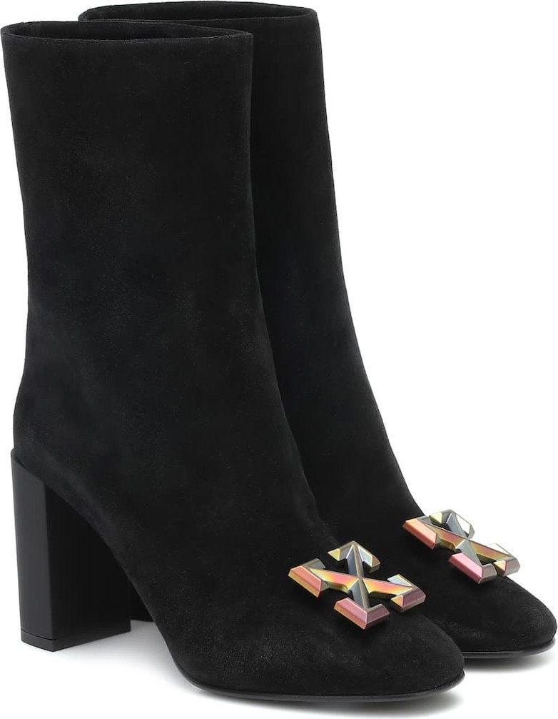 Off White Suede ankle boots
