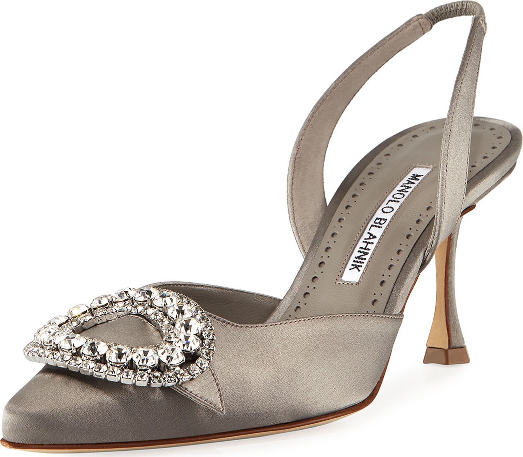 Manolo Blahnik Fiboslac Satin Slingback Pumps