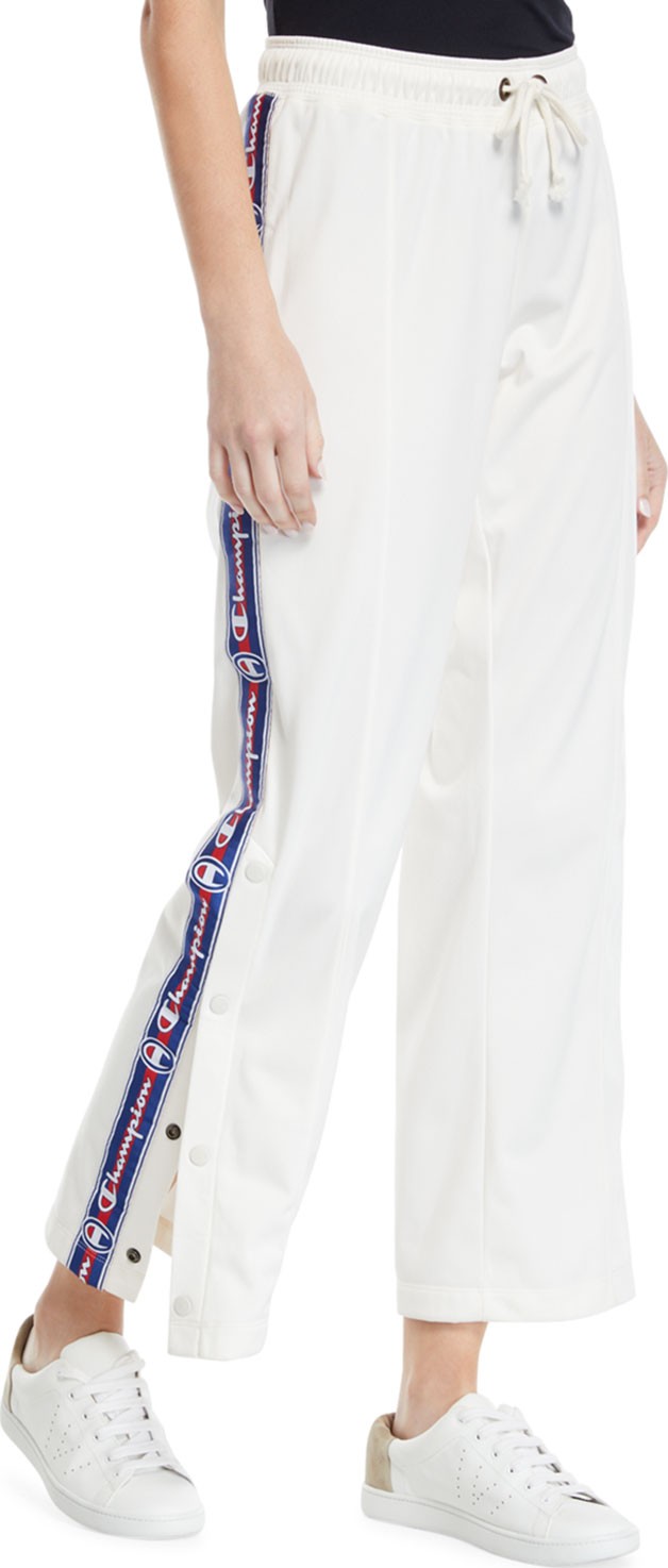 Champion Straight-Leg Logo Track Pants with Snap Cuffs