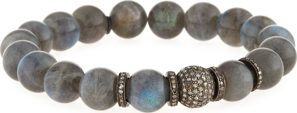 Sheryl Lowe Labradorite Bead Bracelet w/Diamonds