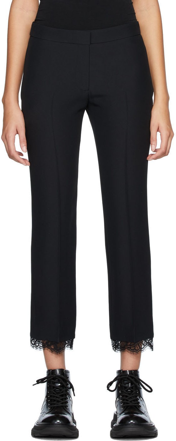 Alexander McQueen Black Lace Crepe Trousers