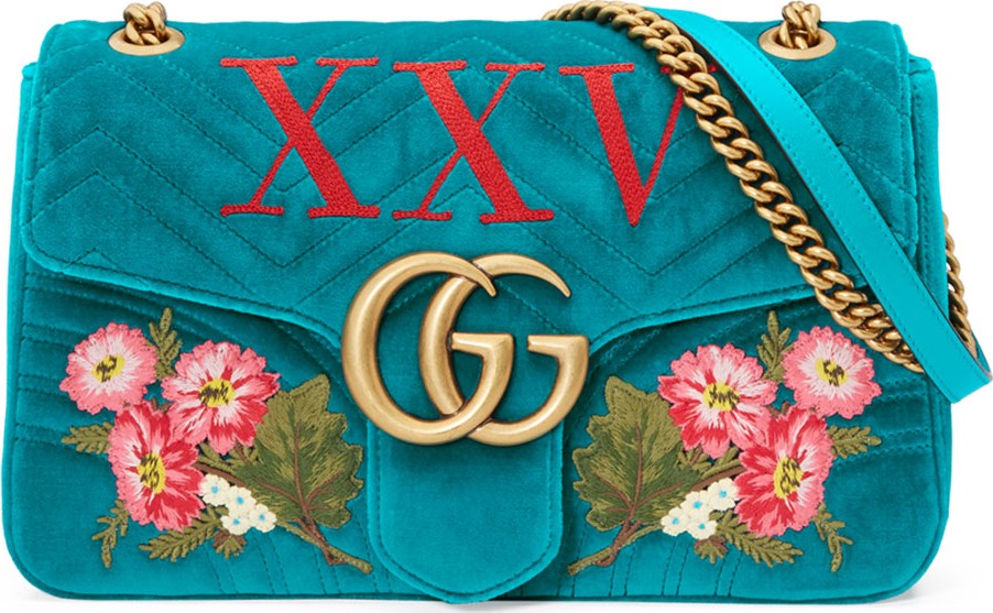 Gucci 110th Anniversary GG Marmont Small XXV Velvet Shoulder Bag