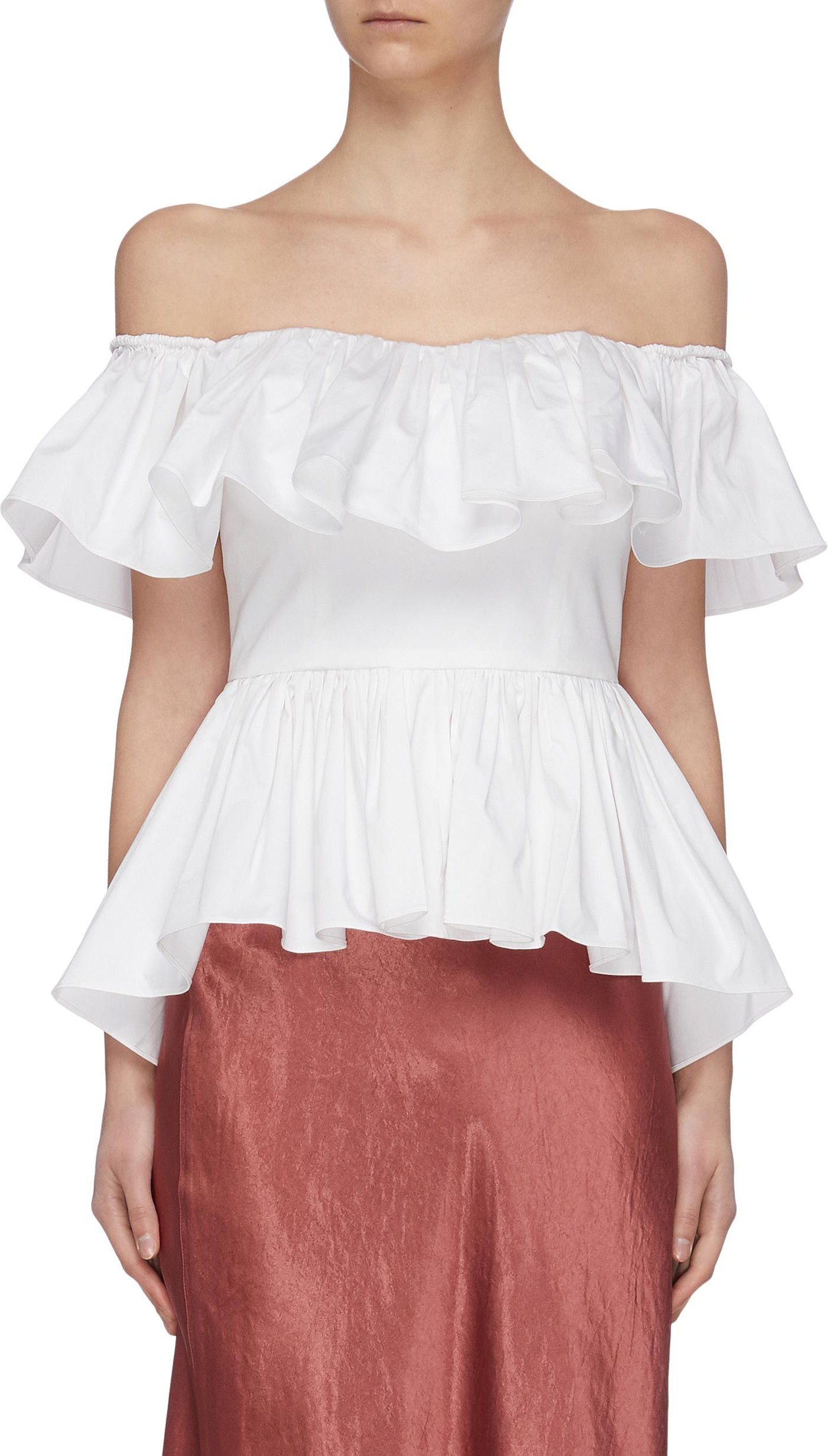 MING MA Off shoulder ruffle peplum top