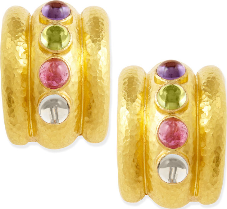 Elizabeth Locke Pastel Tutti Frutti Amalfi 19k Gold Hoop Earrings