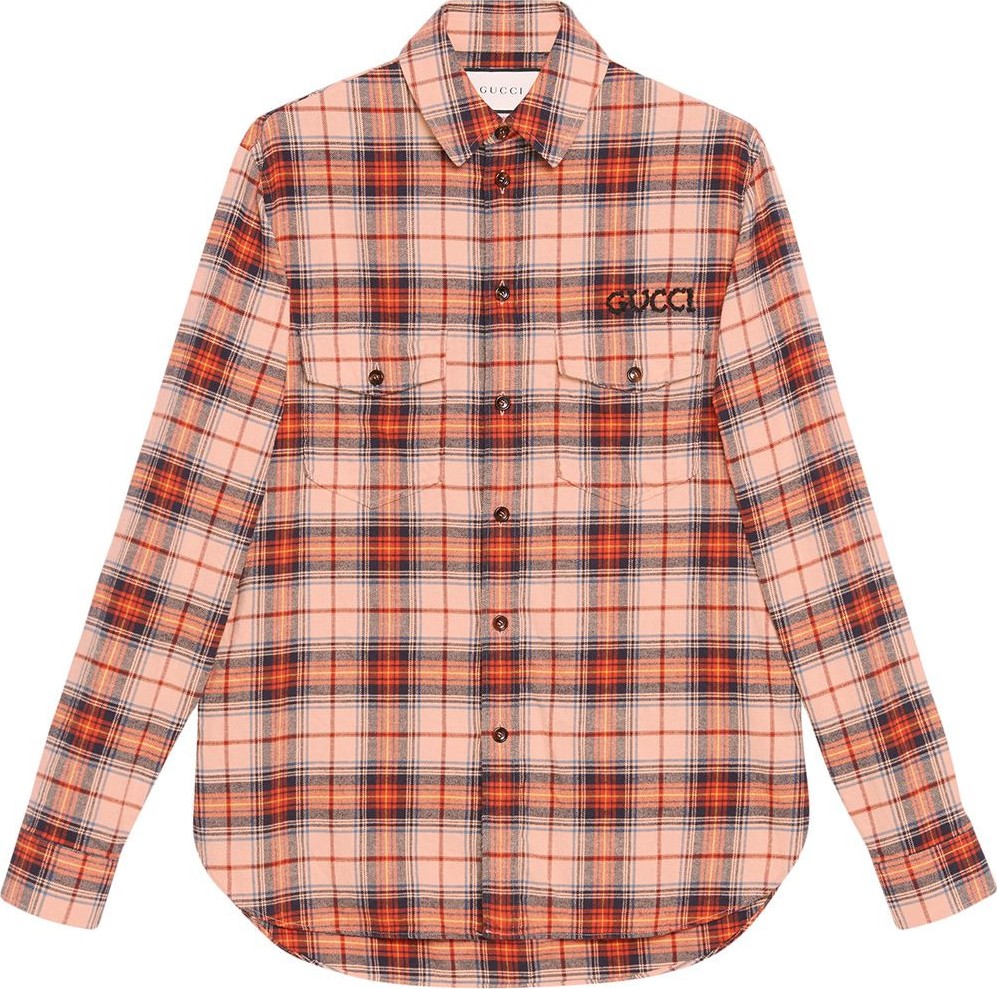 Gucci Check cotton shirt with Paramount logo