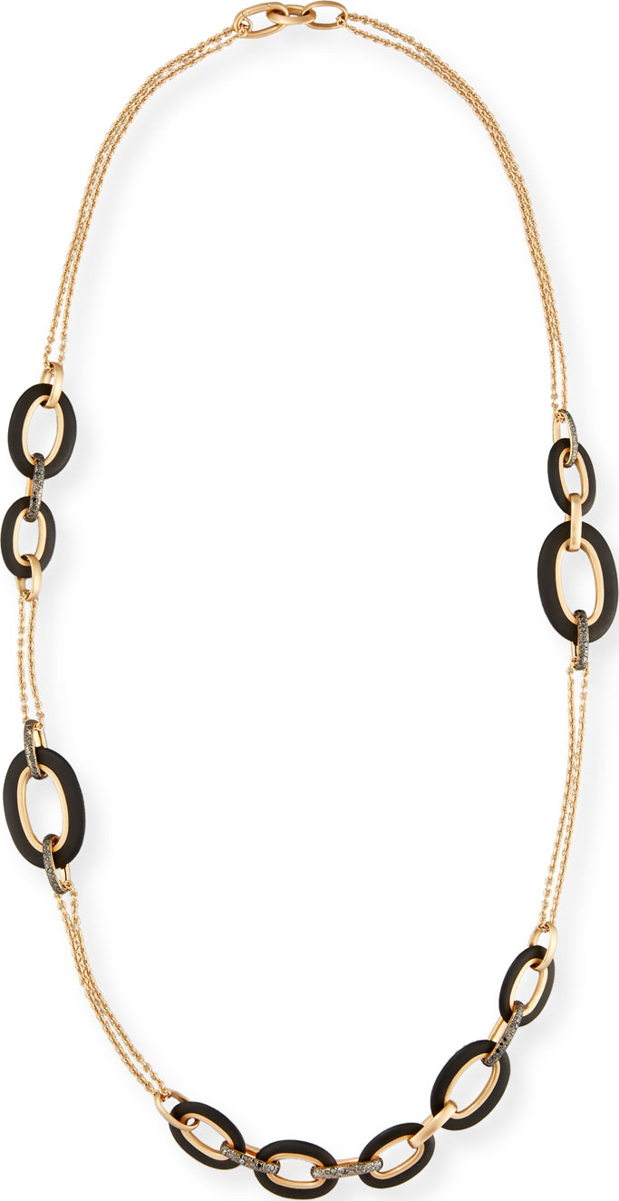 Pomellato Victoria 18k Rose Gold Black Diamond Link Necklace