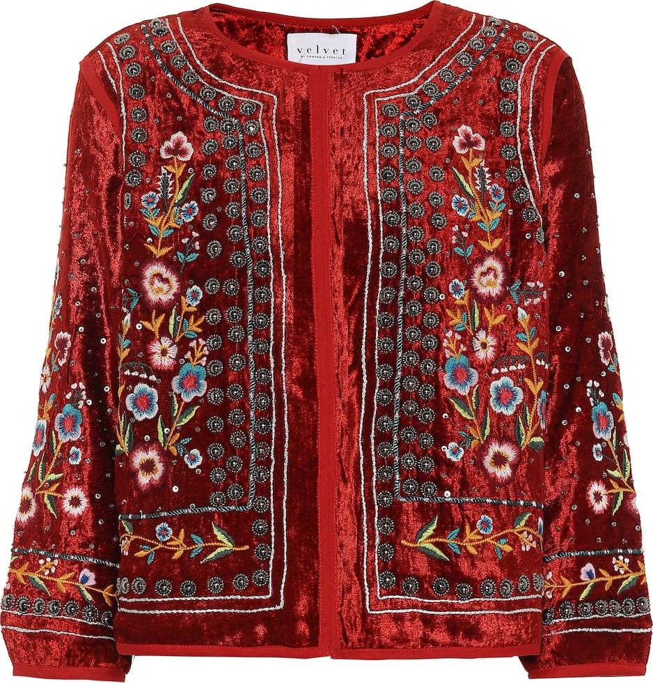 Velvet By Graham & Spencer Nita embellished velvet jacket
