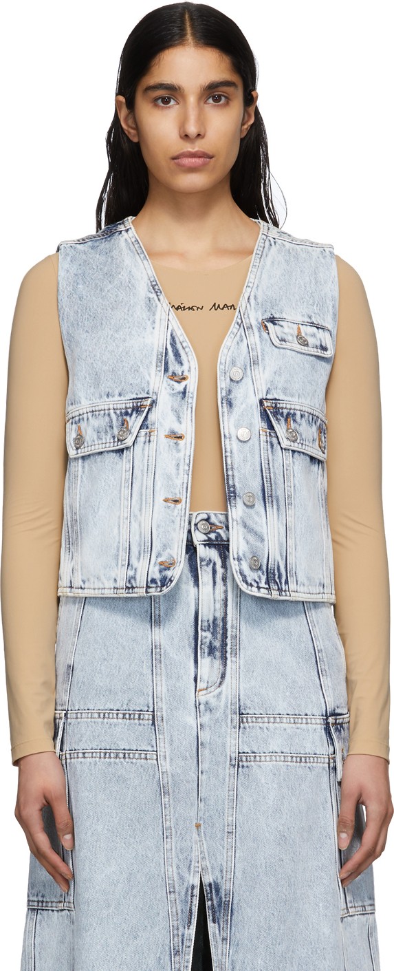 MM6 Maison Margiela Blue Acid Wash Denim Vest