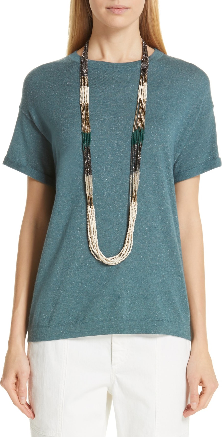 Brunello Cucinelli Metallic Cashmere Blend Sweater