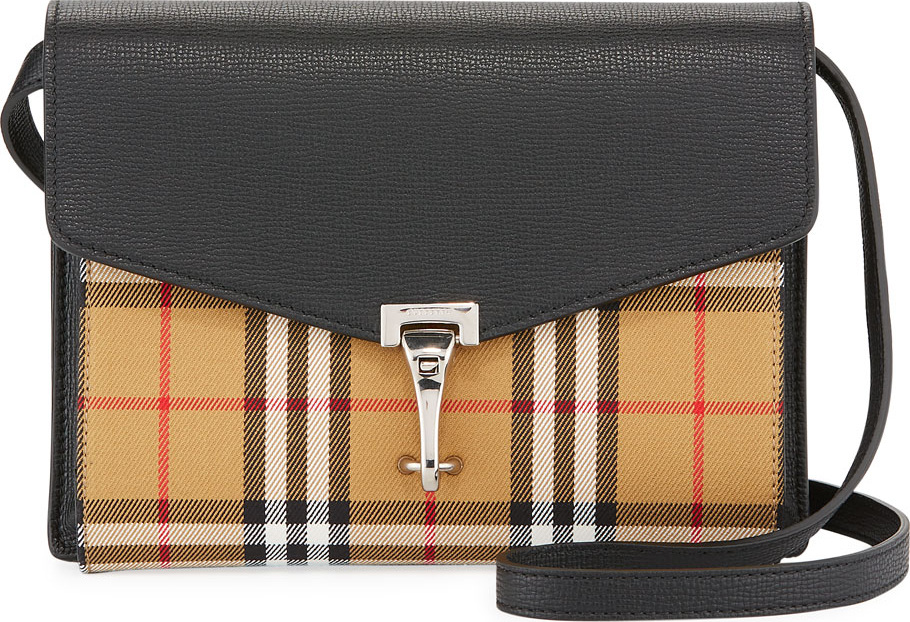 Burberry London England Macken Small Check/Leather Shoulder Bag