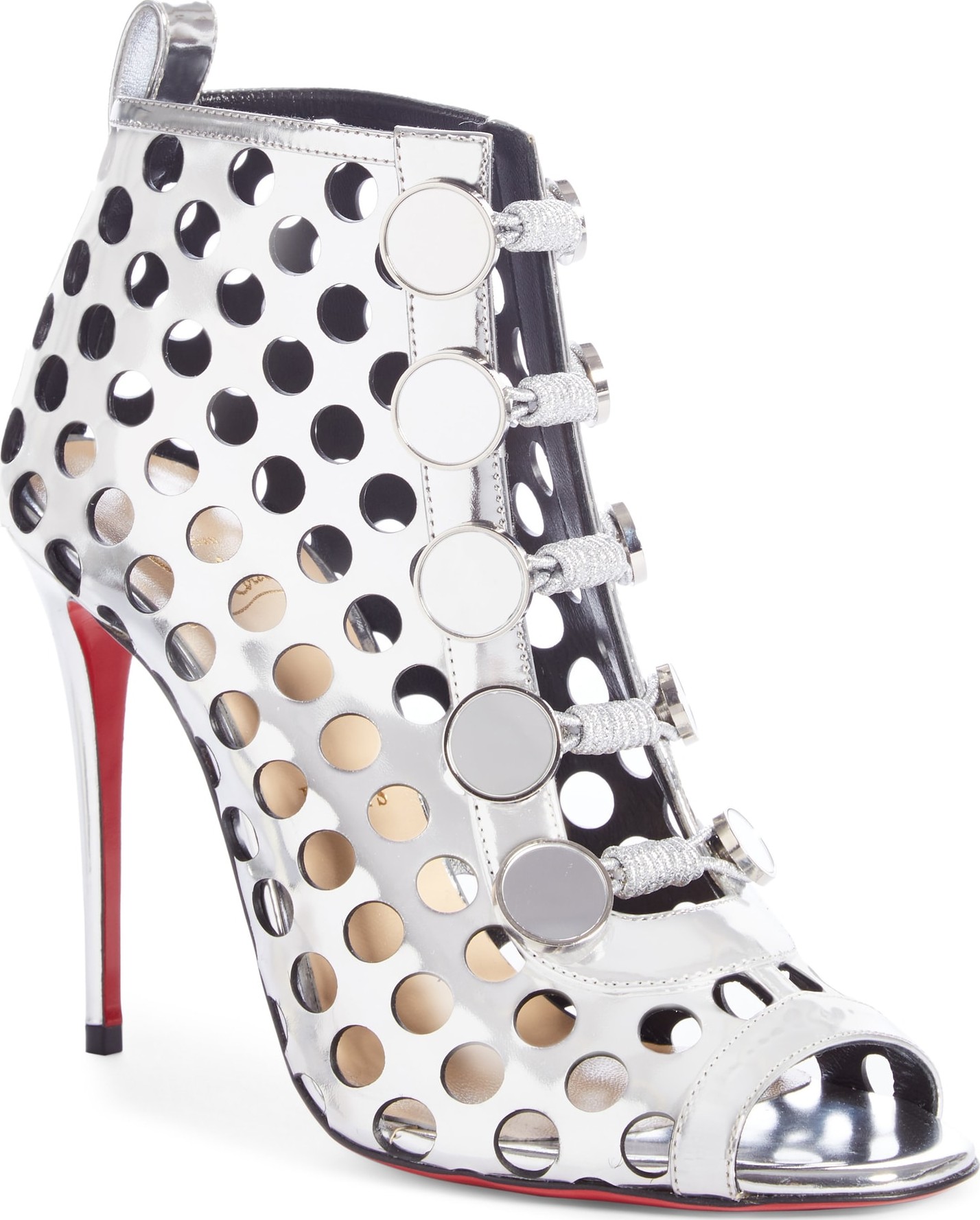 Christian Louboutin Planetarita Perforated Metallic Bootie