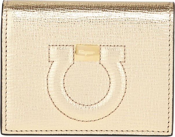 Salvatore Ferragamo Gancio City Metallic Leather Wallet