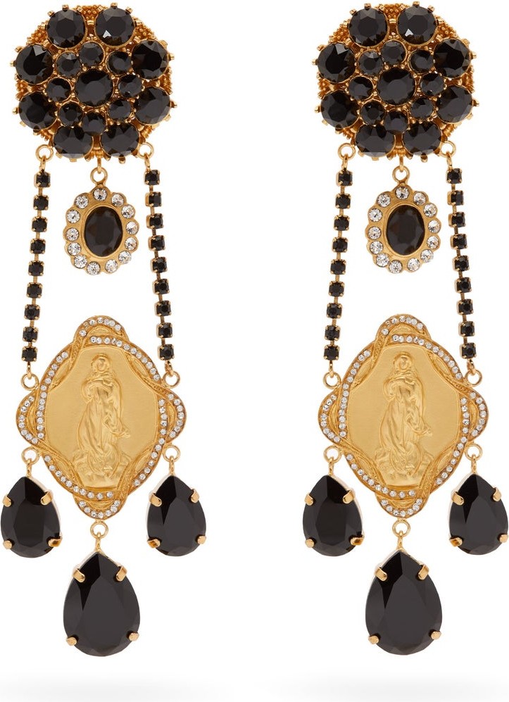Dolce & Gabbana Madonna crystal-embellished clip earrings