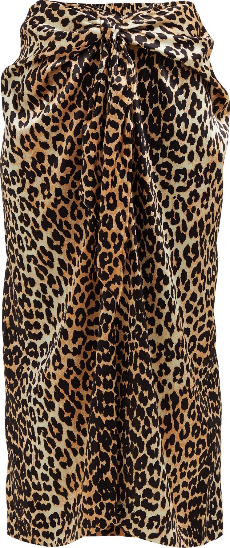 Ganni Leopard-printed silk-blend midi skirt