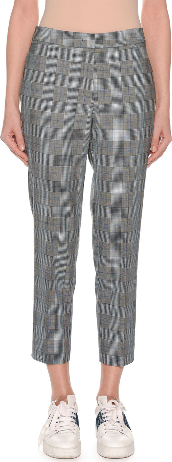 Agnona Glen-Plaid Straight-Leg Cropped Pants