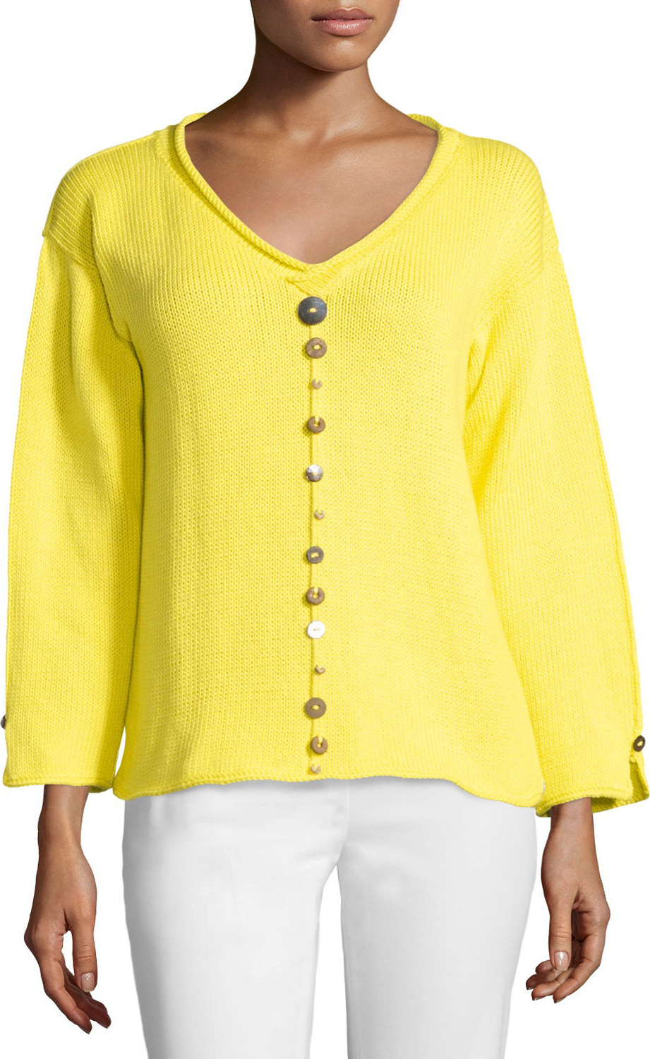 Neon Buddha Iris Pullover Top with Buttons