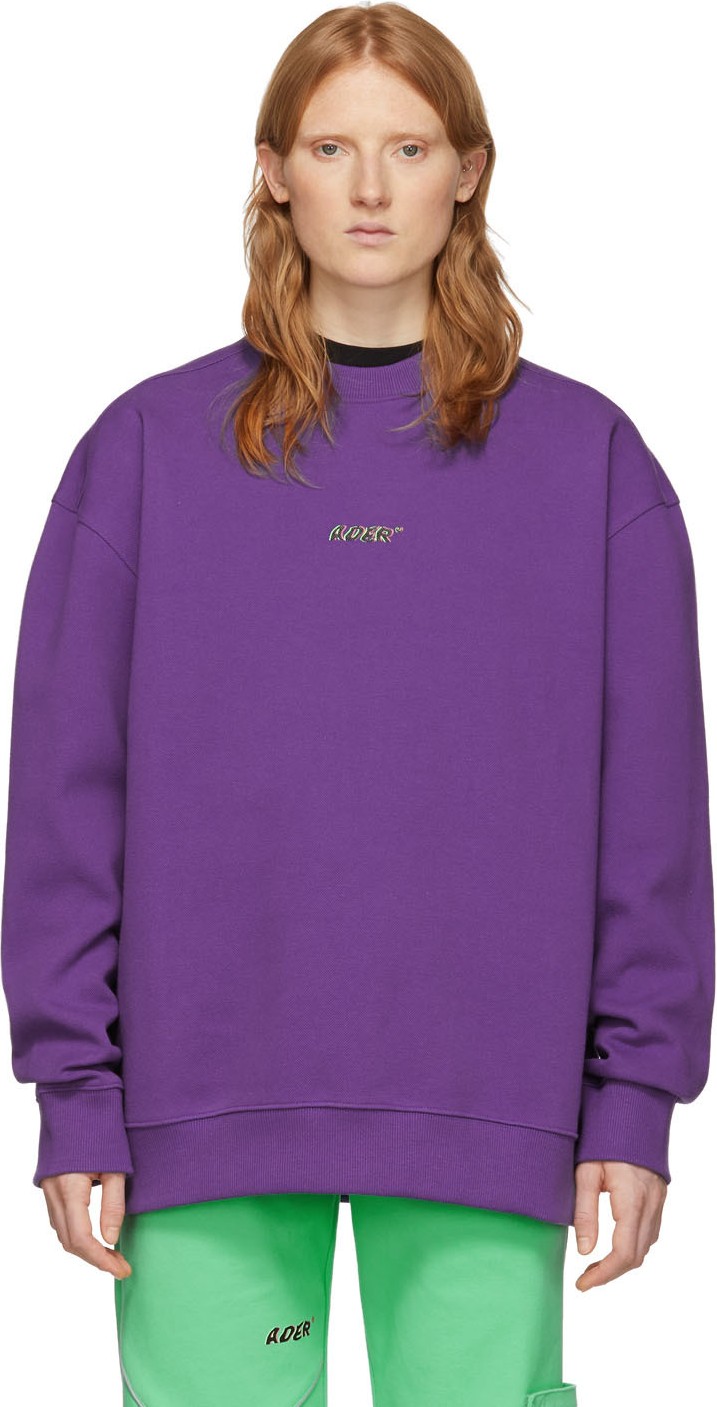 ADER error Purple Oversized Logo Sweatshirt