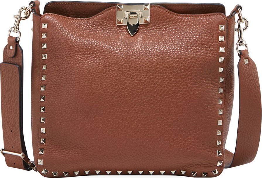 Valentino Rockstud Small Vitello Leather Hobo Bag