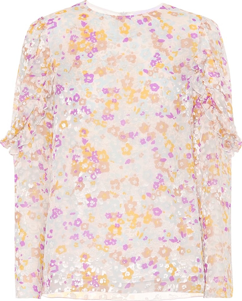 See By Chloé Flocked velvet printed silk top