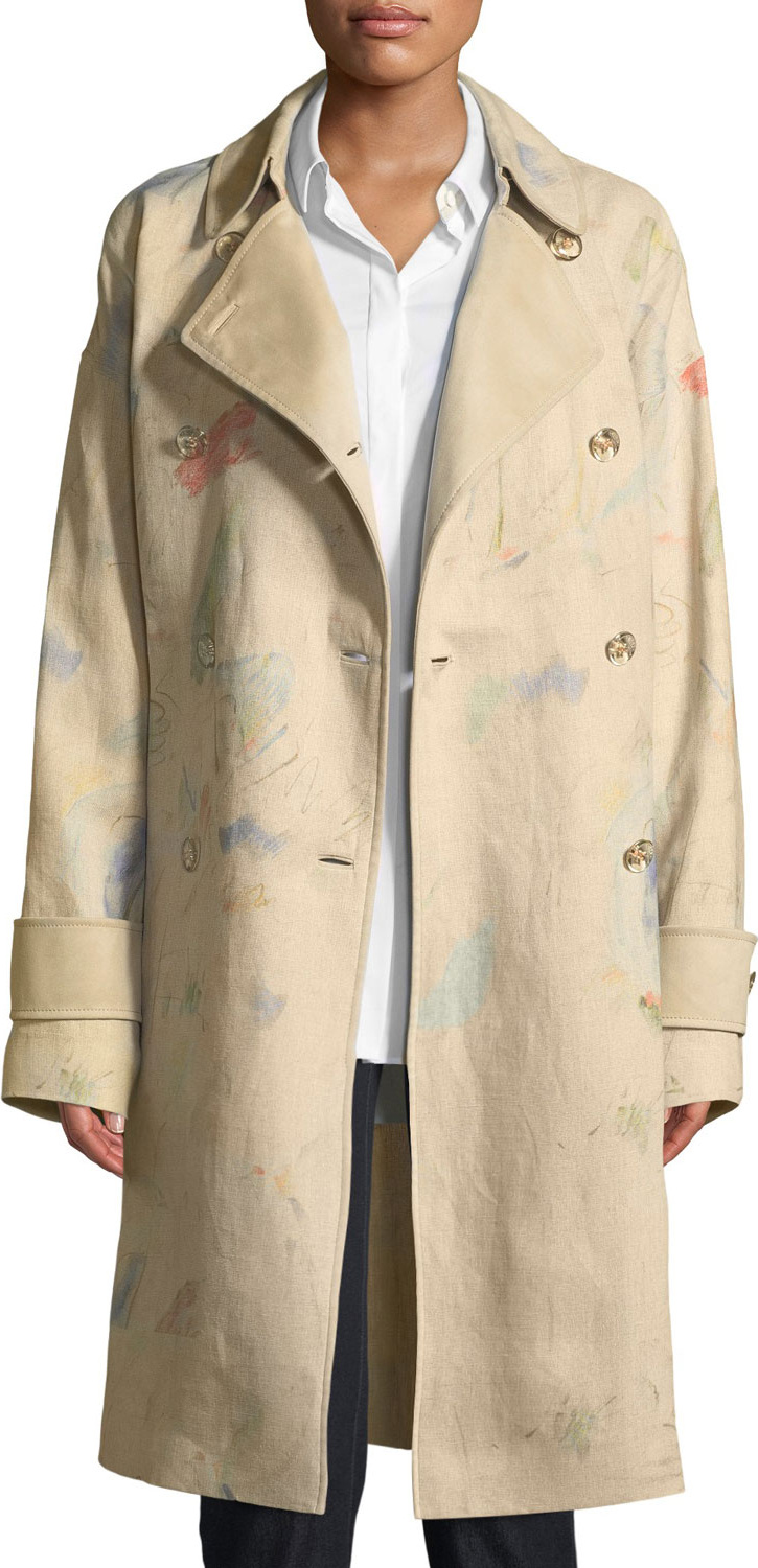 Lafayette 148 New York Laurita Modern Muse Linen Trench Coat