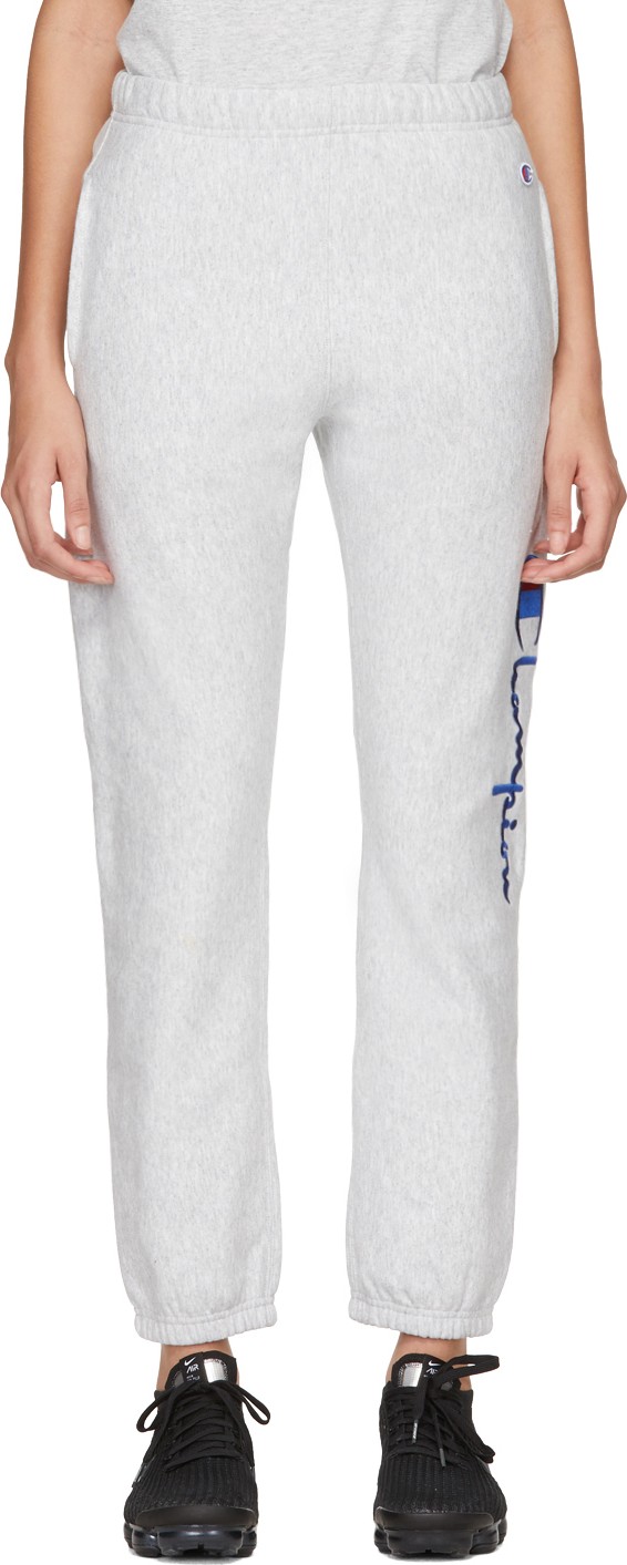 Champion Reverse Weave Grey Big Script Lounge Pants