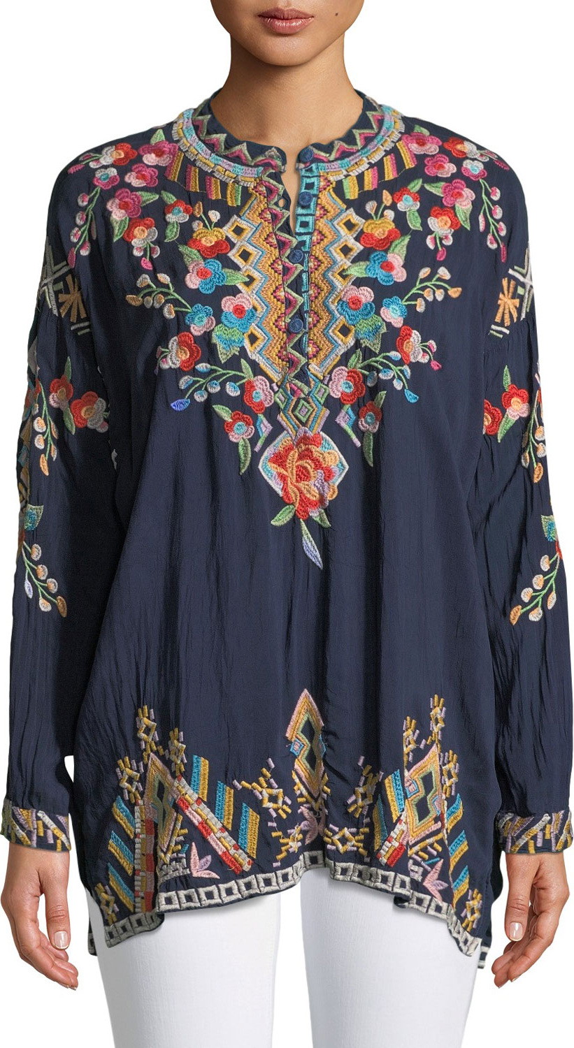 Johnny Was Jessa Embroidered Georgette Tunic