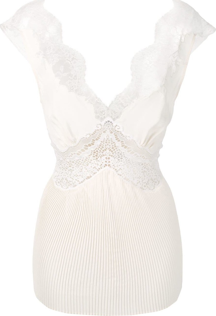 Paco Rabanne lace inserts pleated blouse