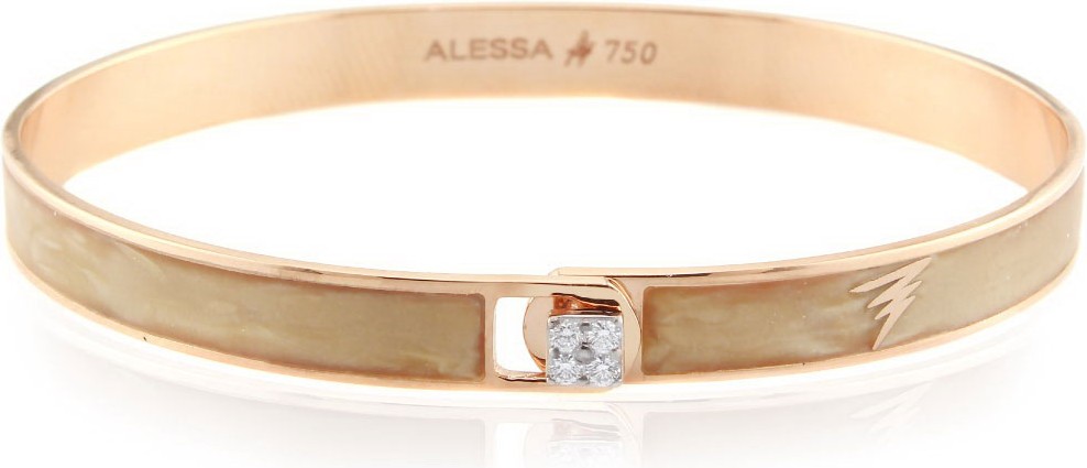 Alessa Jewelry Spectrum 18k Rose Gold Paint & Diamond Bangle, Tan, Size 18