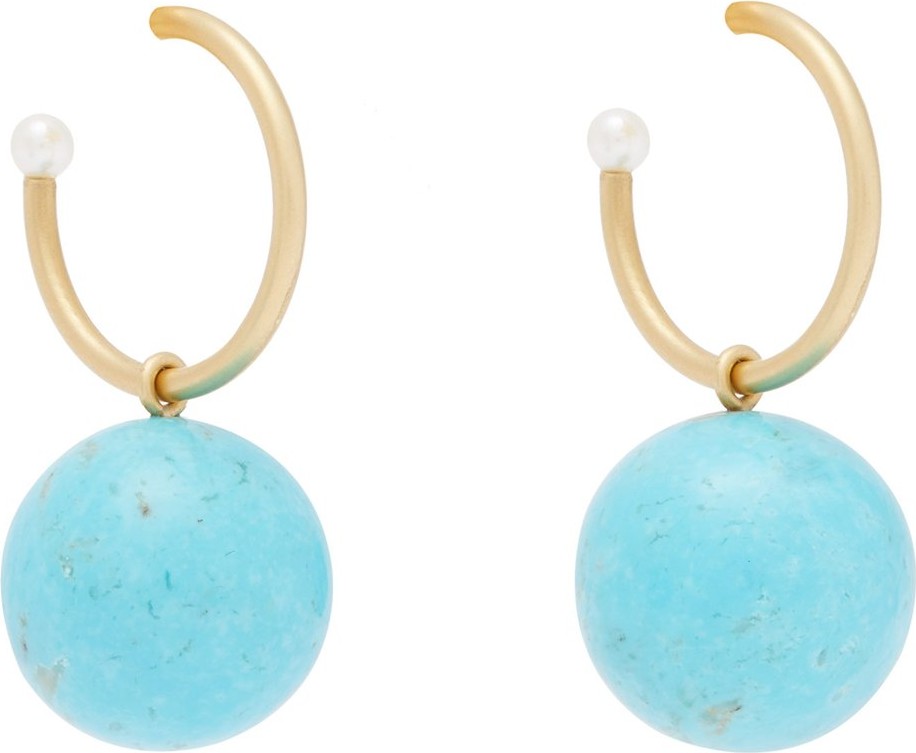 Irene Neuwirth Turquoise & 18kt gold hoop earrings