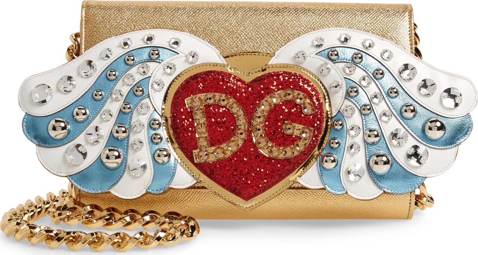 Dolce & Gabbana WOC Angel Patch Leather Clutch