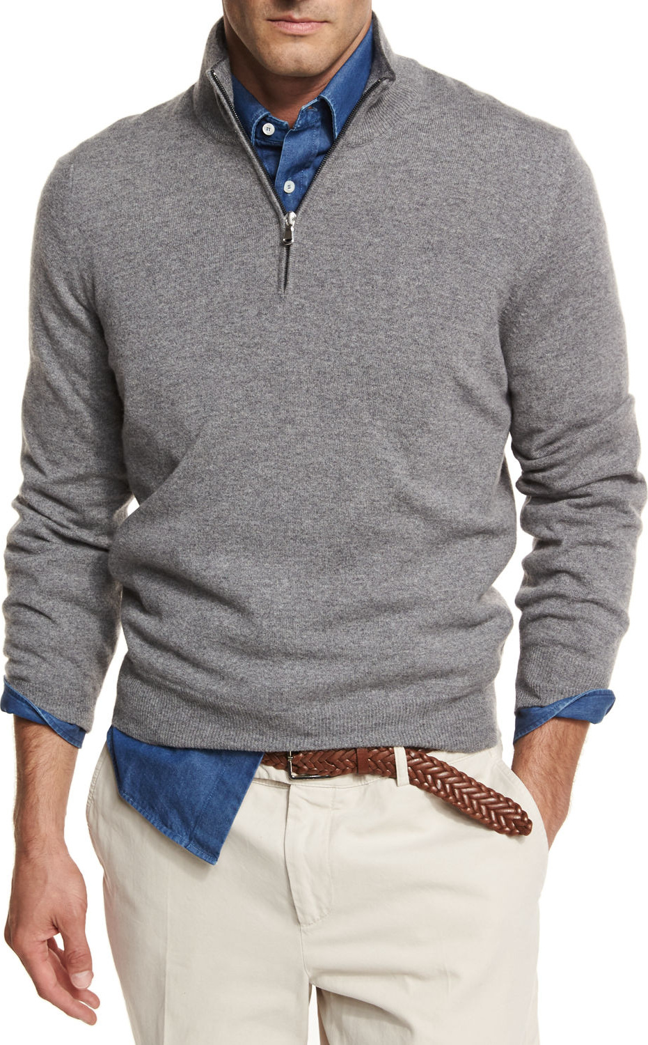 Brunello Cucinelli 2-Ply Cashmere Half-Zip Pullover