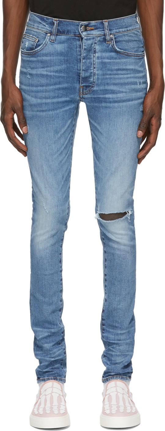 Amiri Blue Slit Knee Jeans