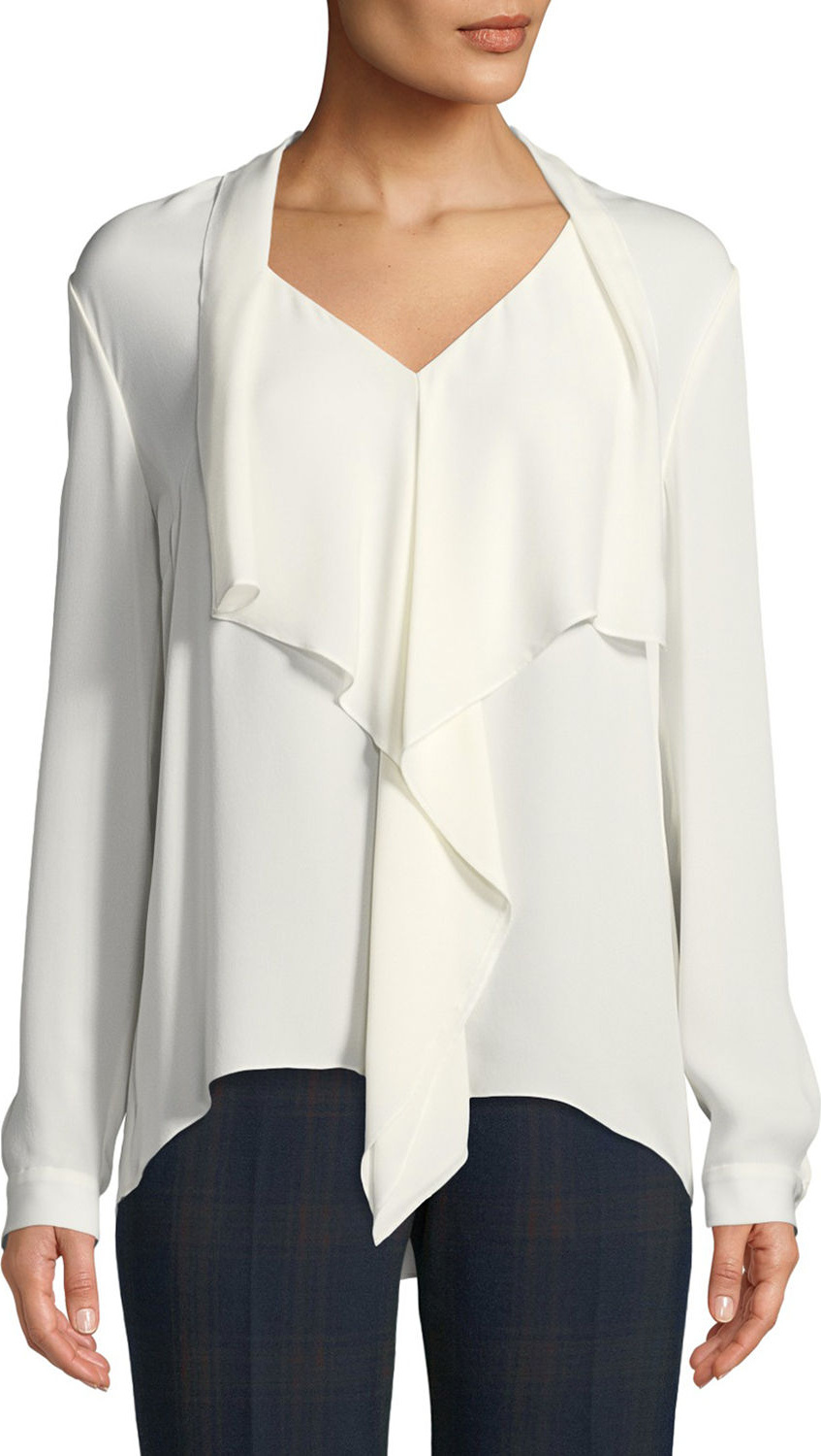 Elie Tahari Jurnee Draped Silk Blouse