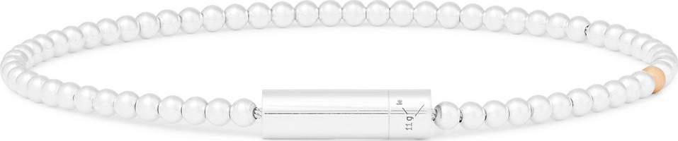 Le Gramme Le 11 Sterling Silver and 18-Karat Gold Beaded Bracelet