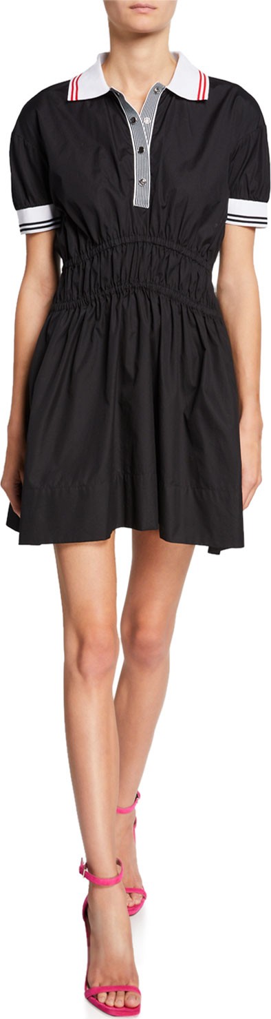 Nº21 Spread Collar Puff-Sleeve Elastic Mini Dress