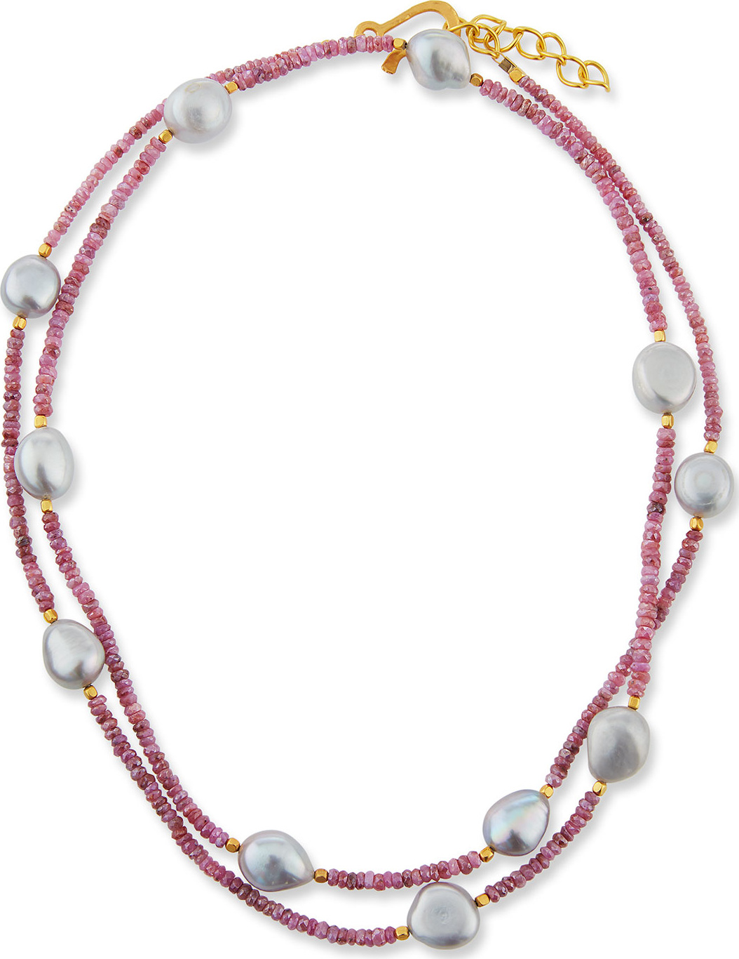 Dina Mackney Long Sapphire & Baroque Pearl Necklace