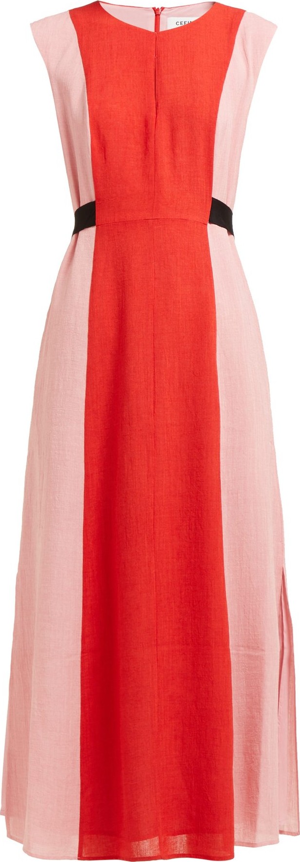 Cefinn Contrast-panel tie-waist voile dress