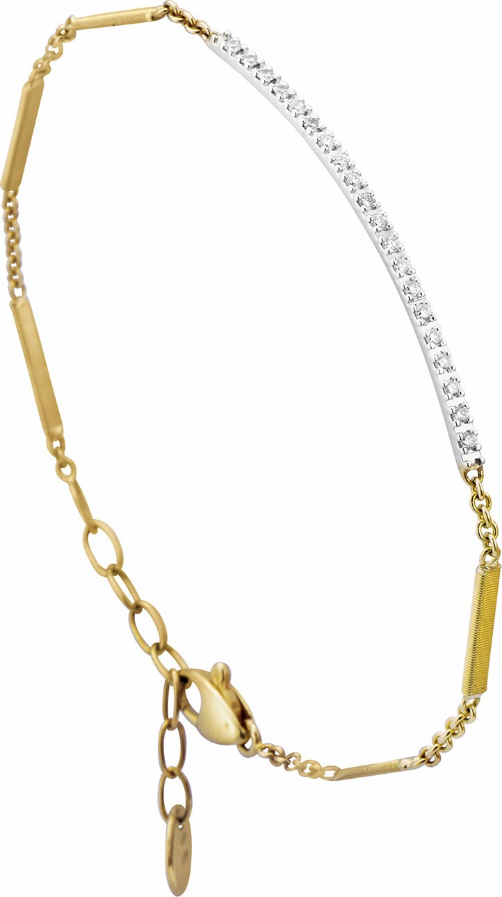 Marco Bicego Goa 18K Hand-Engraved Gold Diamond Bar Bracelet
