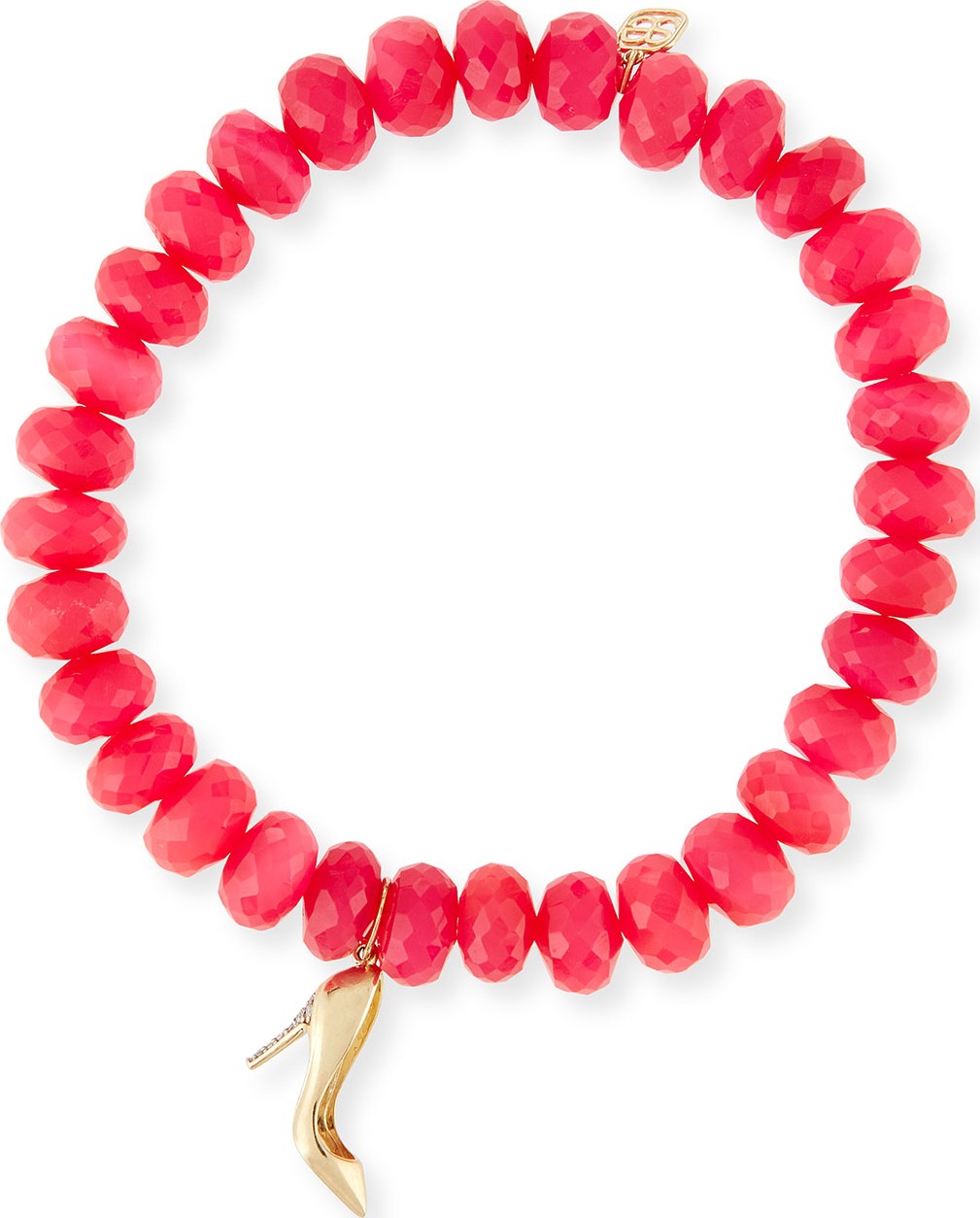 Sydney Evan 8mm Hot Pink Chalcedony Beaded Bracelet with Diamond Stiletto Charm