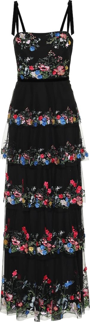 Marchesa Notte Embellished floral tulle gown